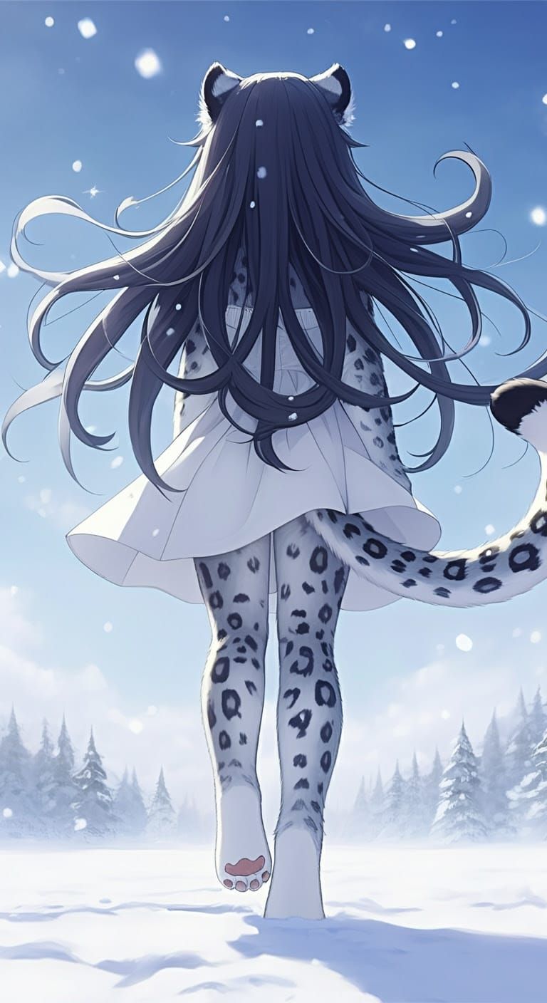 Fantasy Feline Goddess in a Winter Wonderland