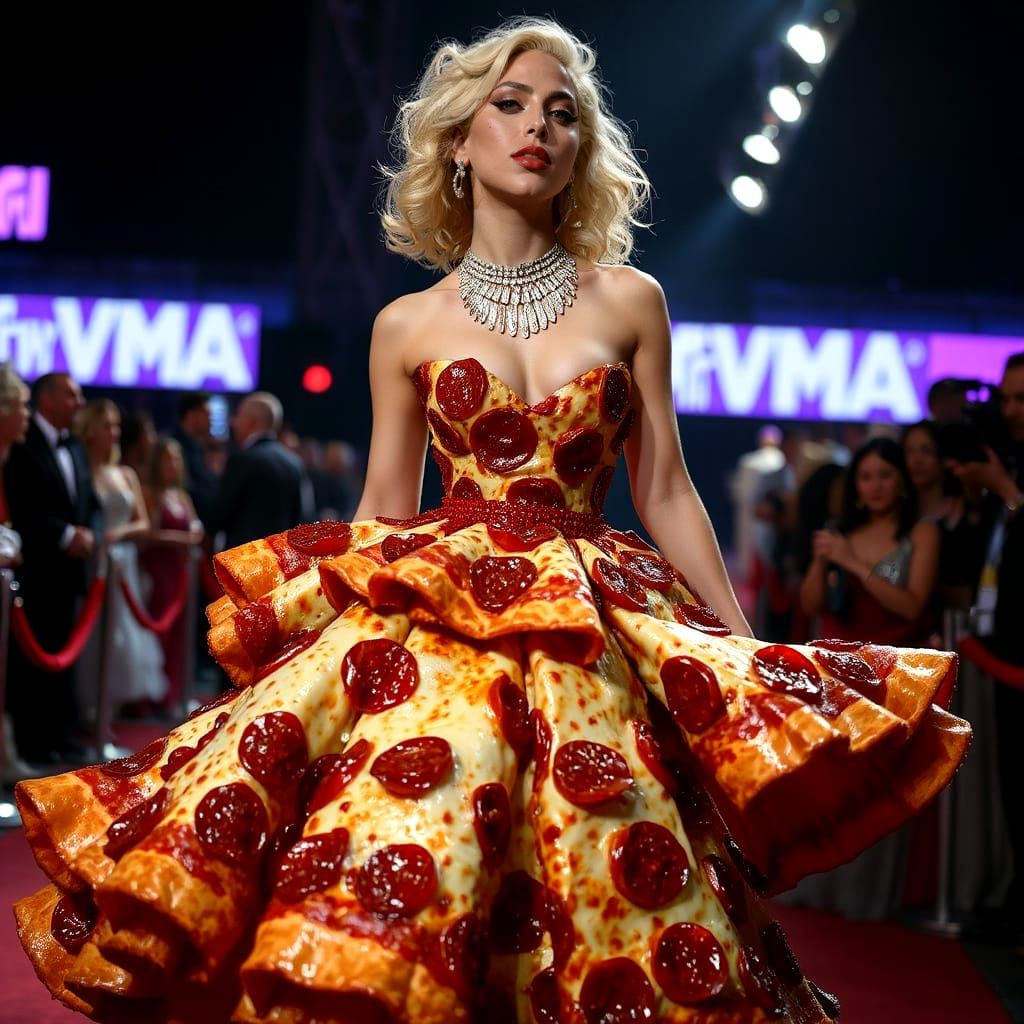 Lady Gaga's Pizza Couture Gown at the VMAs