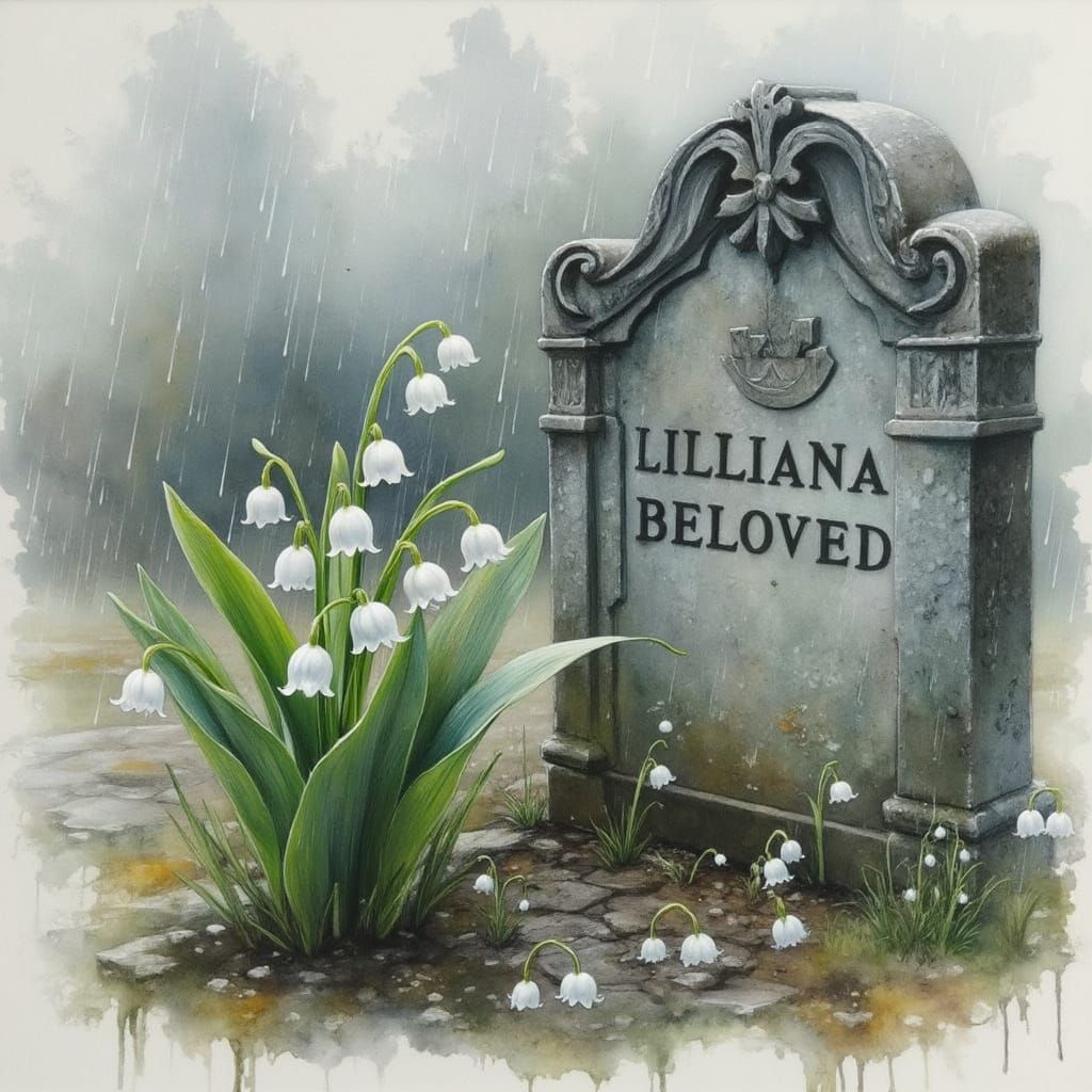 Mournful Lily of the Valley Watercolor Painting