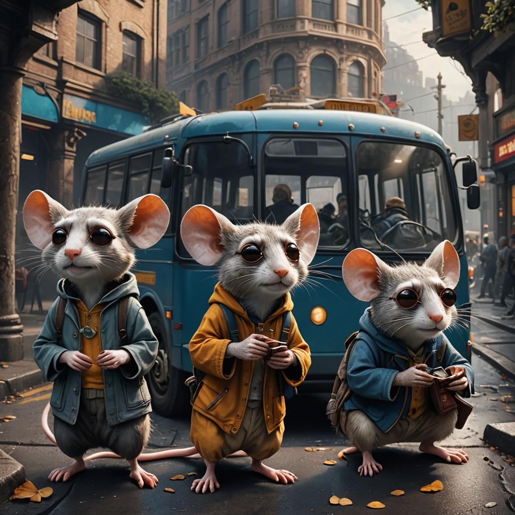 Fantastical Bus Stop Scene in Detailed Matte Painting