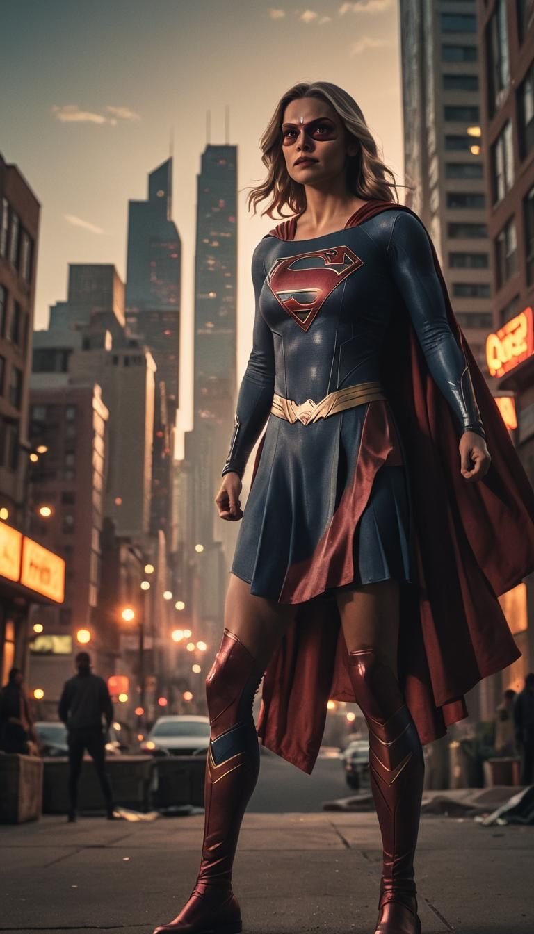 Heroic Supergirl Soars in Epic Cityscape