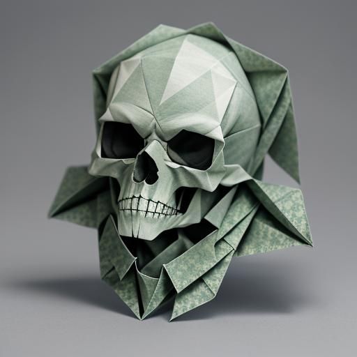 Ethereal Irish Skeleton Dressed in Origami Papercraft