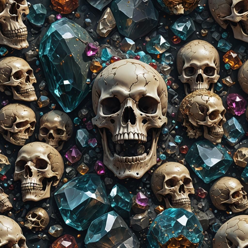 Crystal Skull in Deep Fantasy World