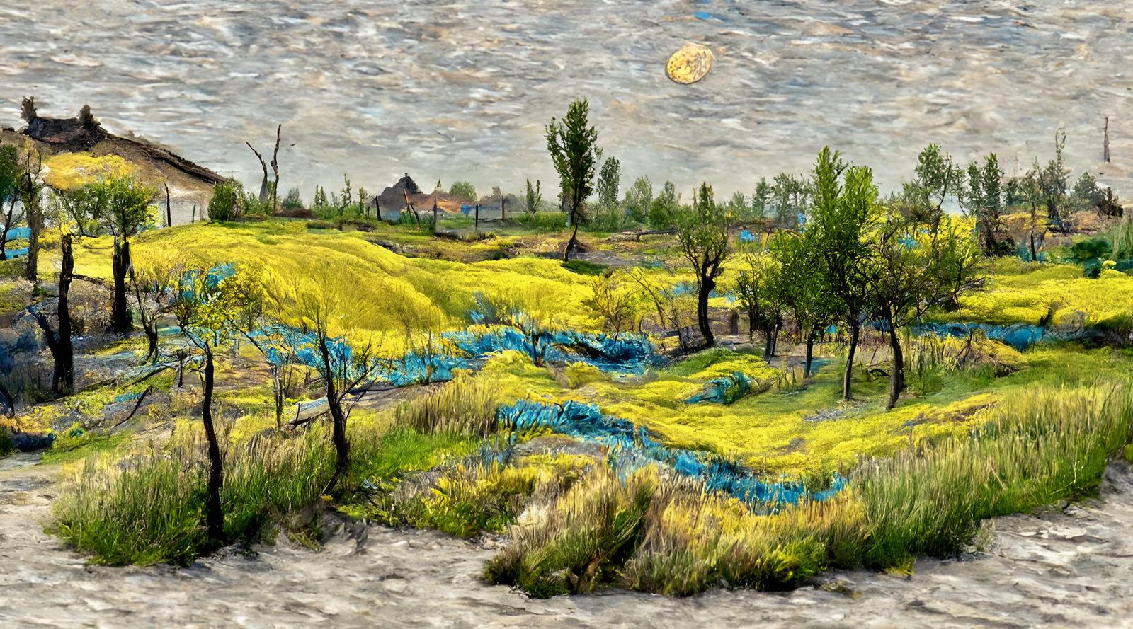 Van Gogh-Inspired Realistic Landscape
