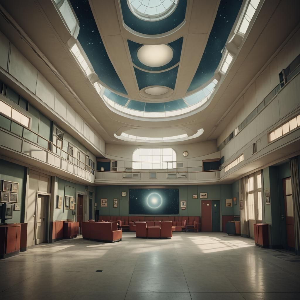 Bauhaus-Inspired Alien Theater Interior in Vibrant Color