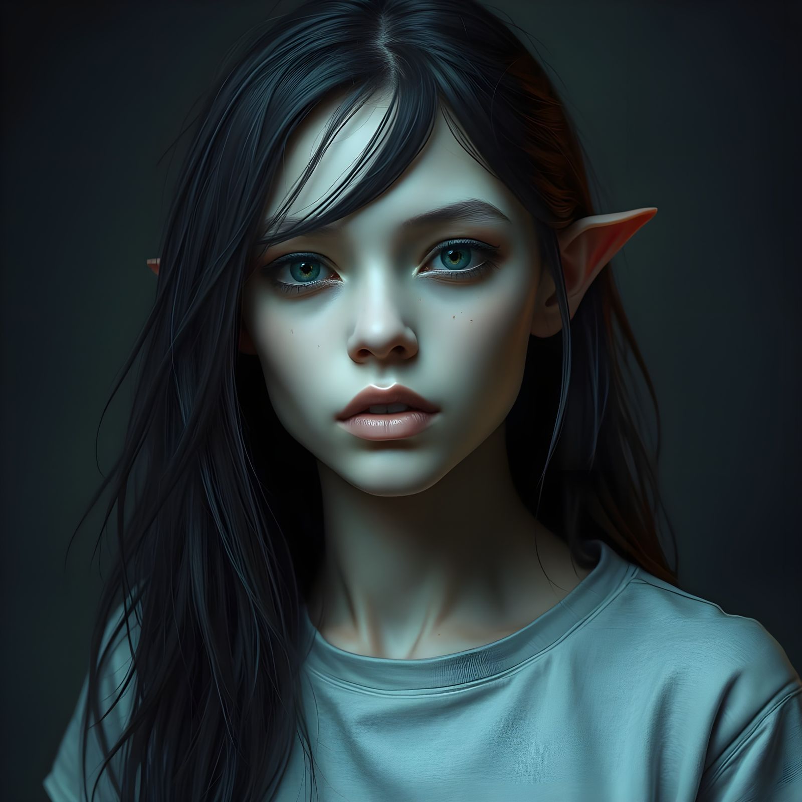 Hyperrealistic Portrait of a Female Creature in Extreme Deta...