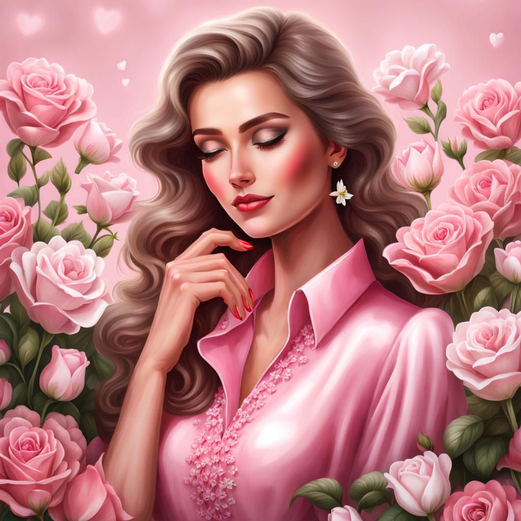Romantic Valentine's Day Portrait in Airbrush Style
