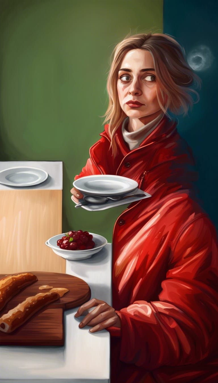 Epic Melancholic Breakfast in a Grand Digital Painting