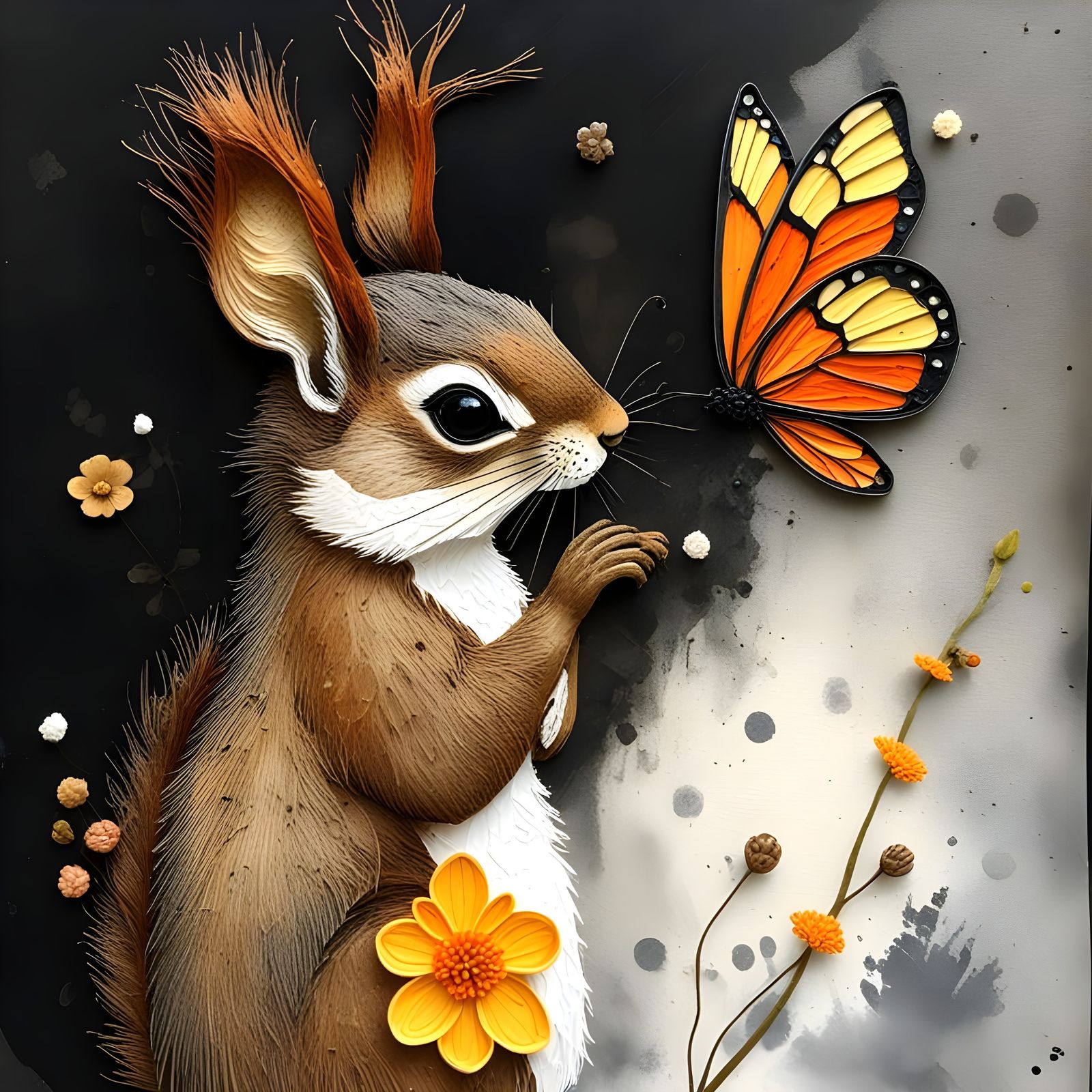 Squirrel meets butterfly