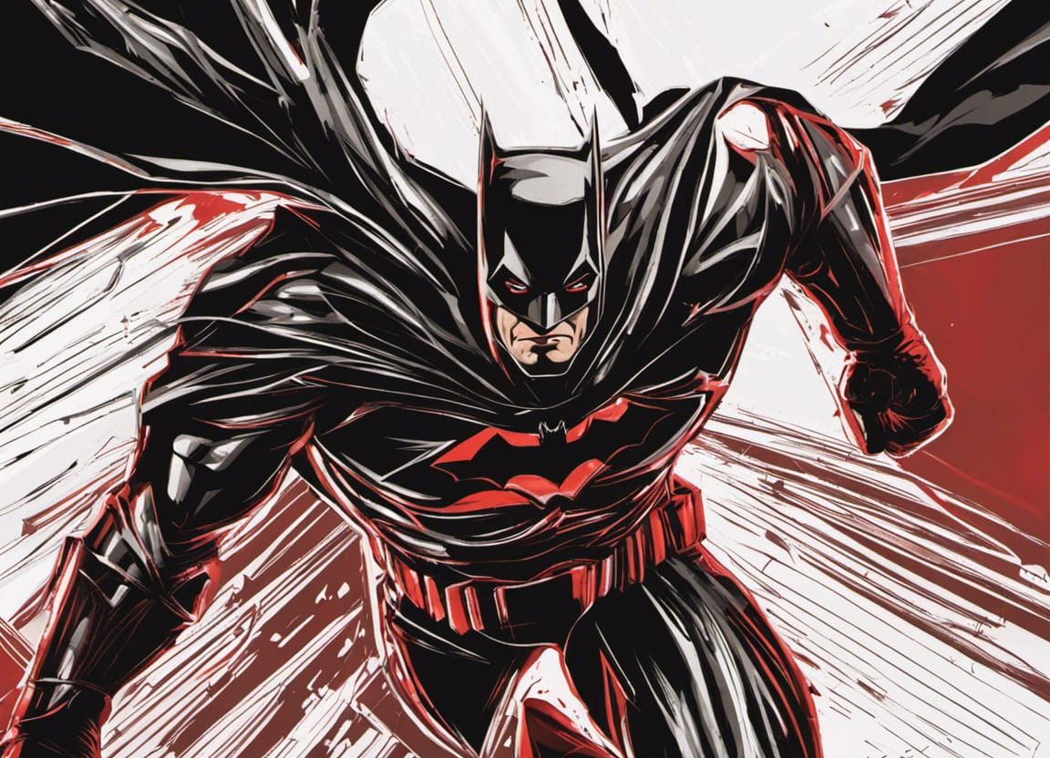 Epic Batman Doodle in Metallic Black and Red
