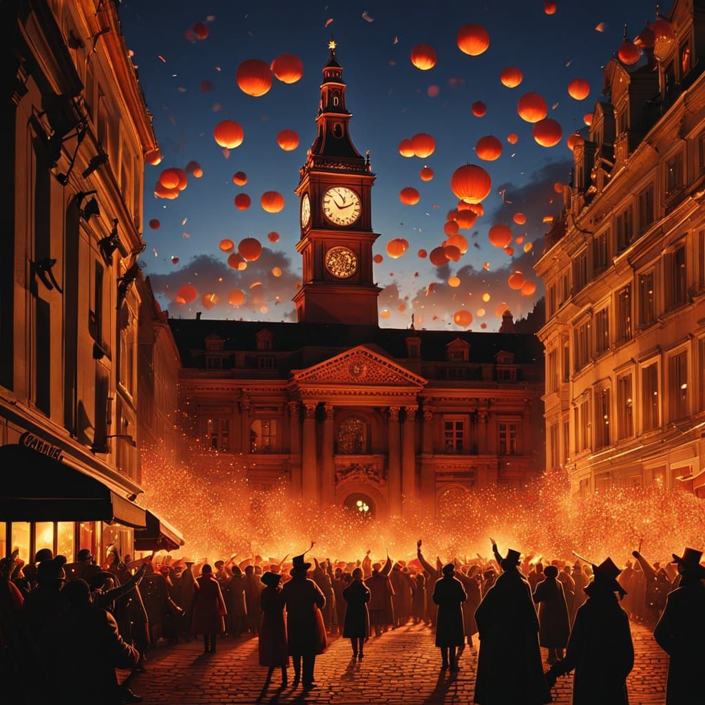 Midnight Celebration Under Apocalyptic Skies