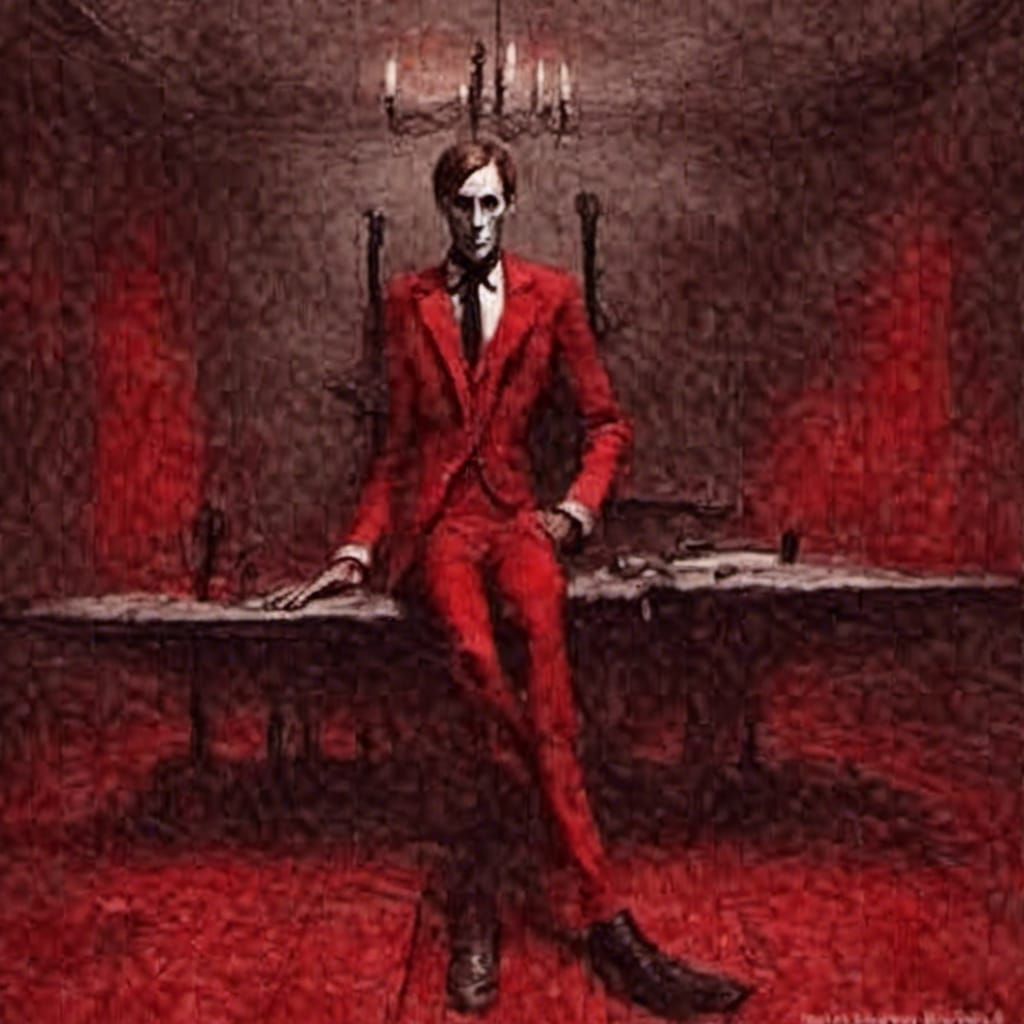 Eerie Red Chamber in a Dark Cyberpunk World