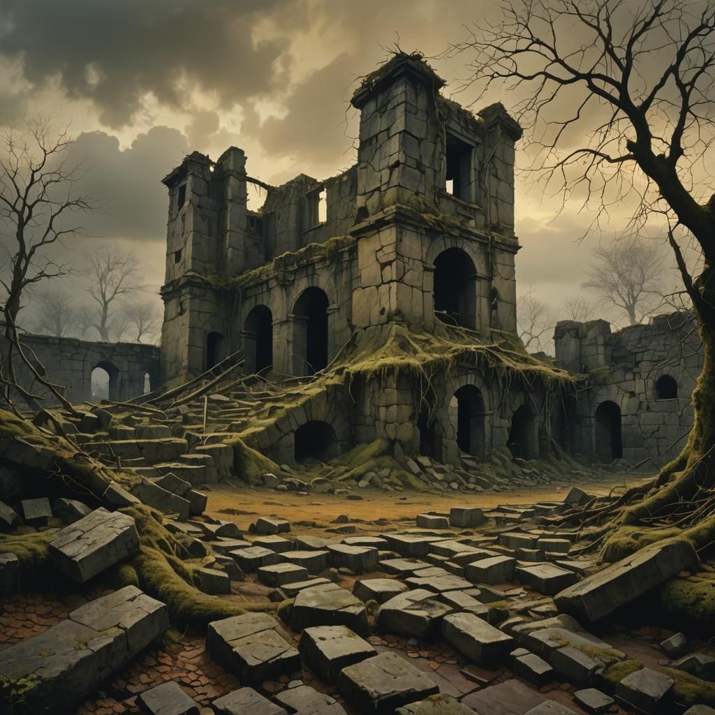 Ruins of Ancient Clachan in Muted Earthy Tones