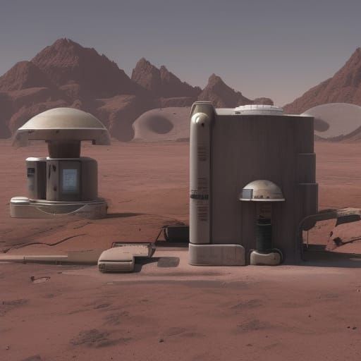 Epic Mars Gas Station in Stunning Digital Matte Painting