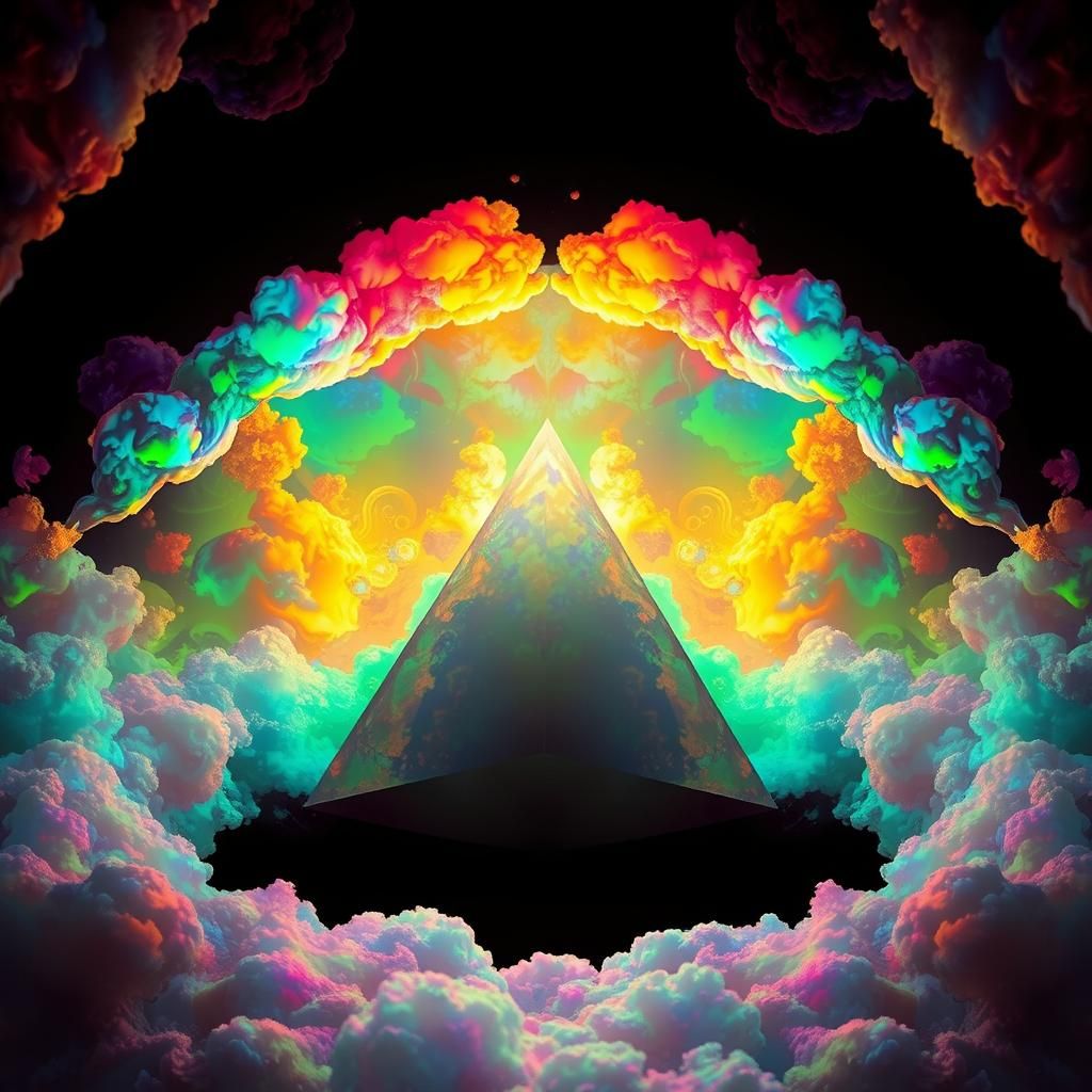 Dreamlike, Swirling Vortex of Glowing Iridescent Clouds