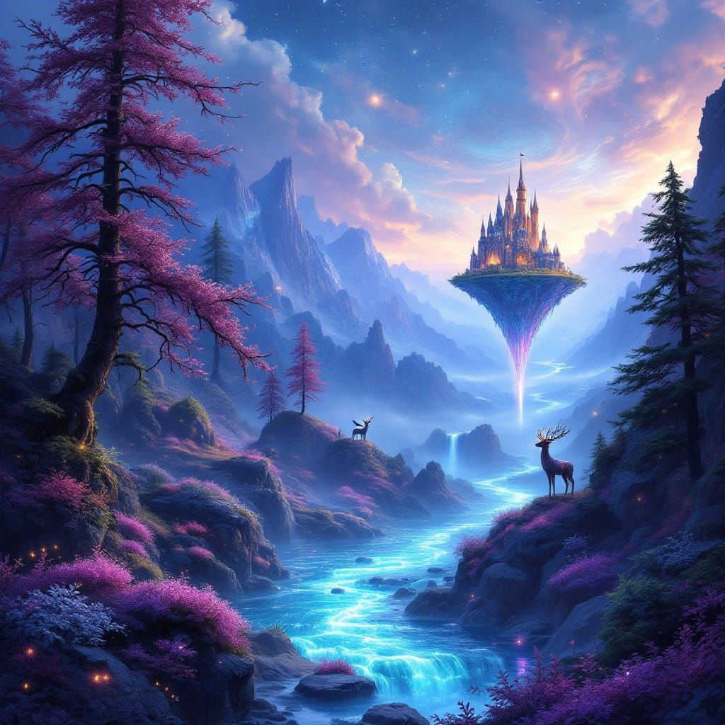 Whispering Crystal Mountains Under Starlight