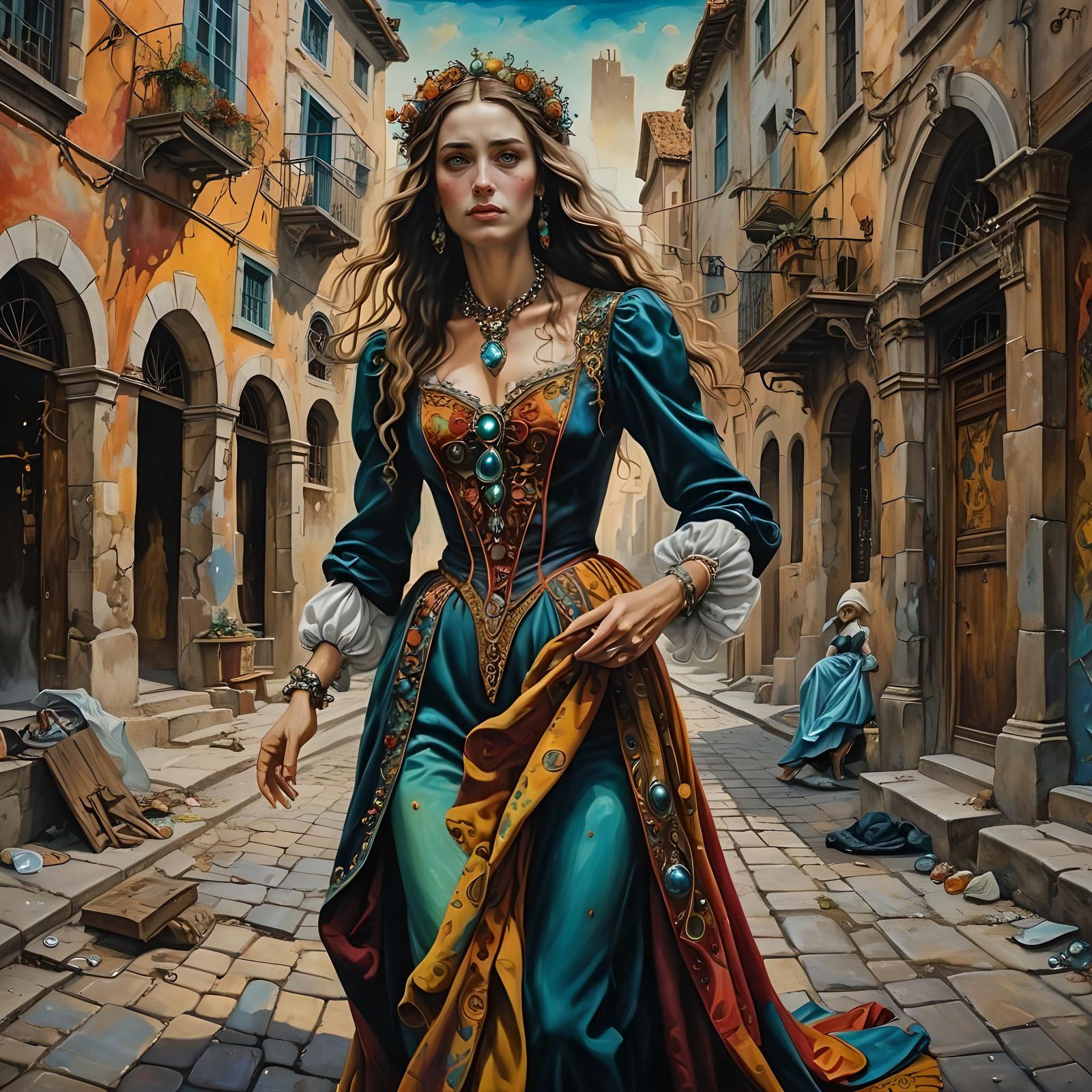 Lady of Forgotten Prosperity Painted in Surrealist Style