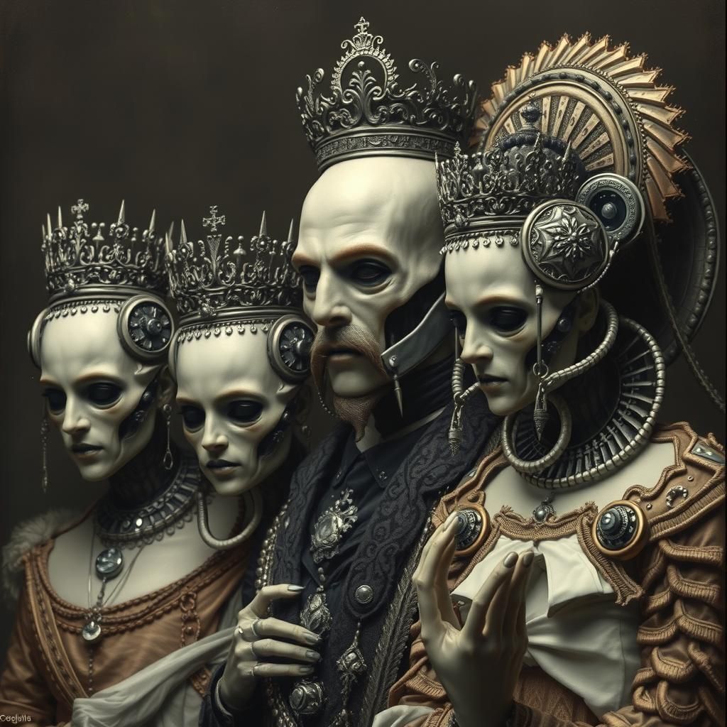 Disturbing, Biomechanical Hapsburg Royalty in Dark Gothic St...