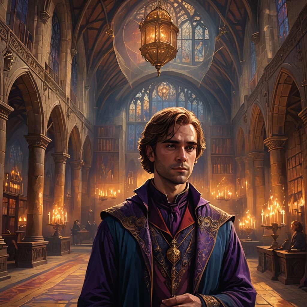 Godric Gryffindor in a Grand, Mystical Hall