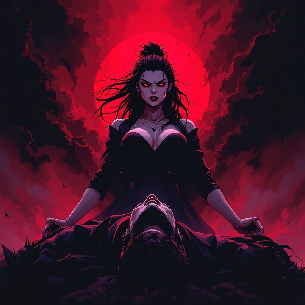 Vengeful Female Warrior Triumphs Over Fallen Foe