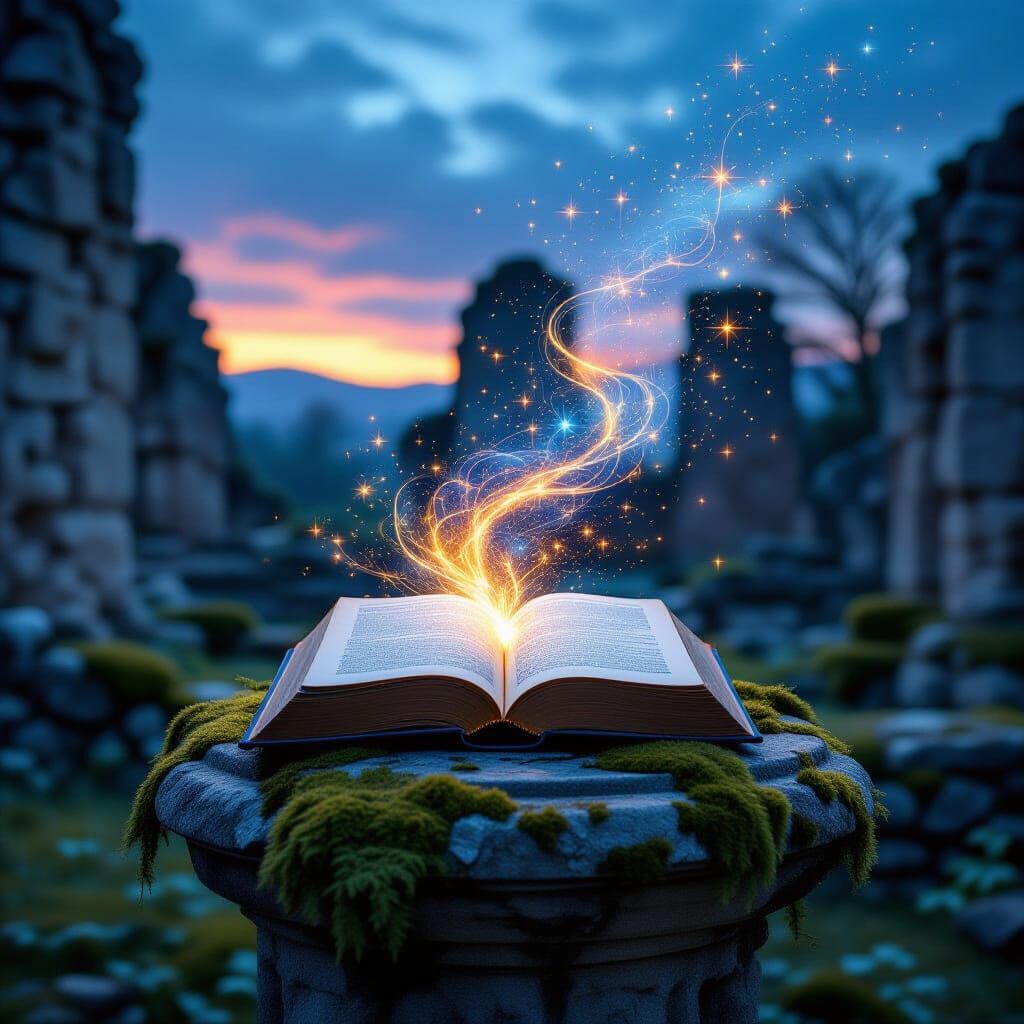 Ancient Ruins Book Spills Stardust in Minimalist Style