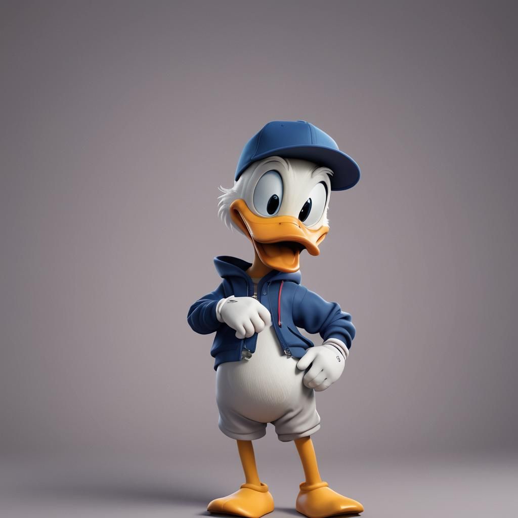 Donald Duck Reimagined as Eminem in Vibrant 3D Digital Art