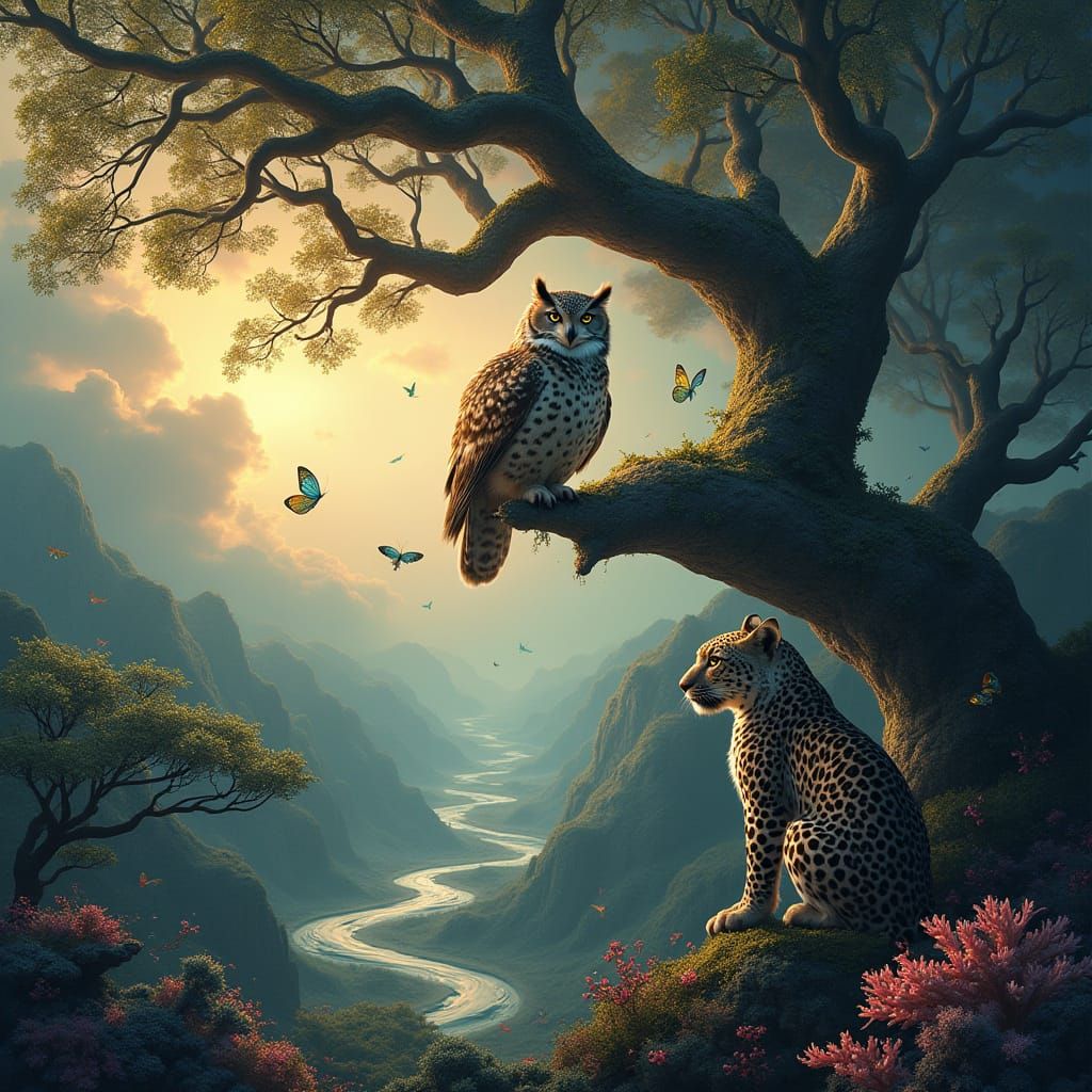 Ethereal Nature Meets Wildlife in Cyberpunk Style