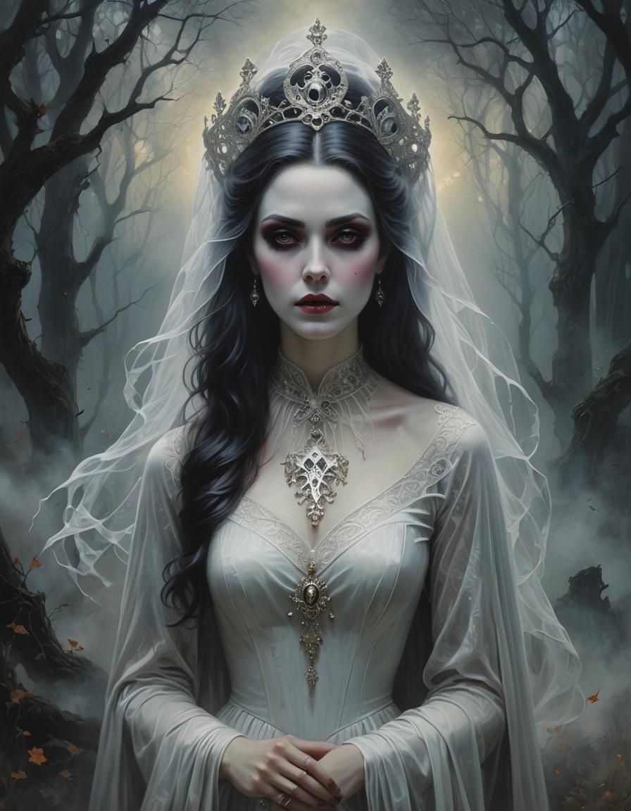 Ethereal Ghost Woman in Dreamlike Oil Painting