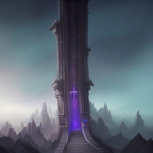 Stars Descending Staircase in Night Sky