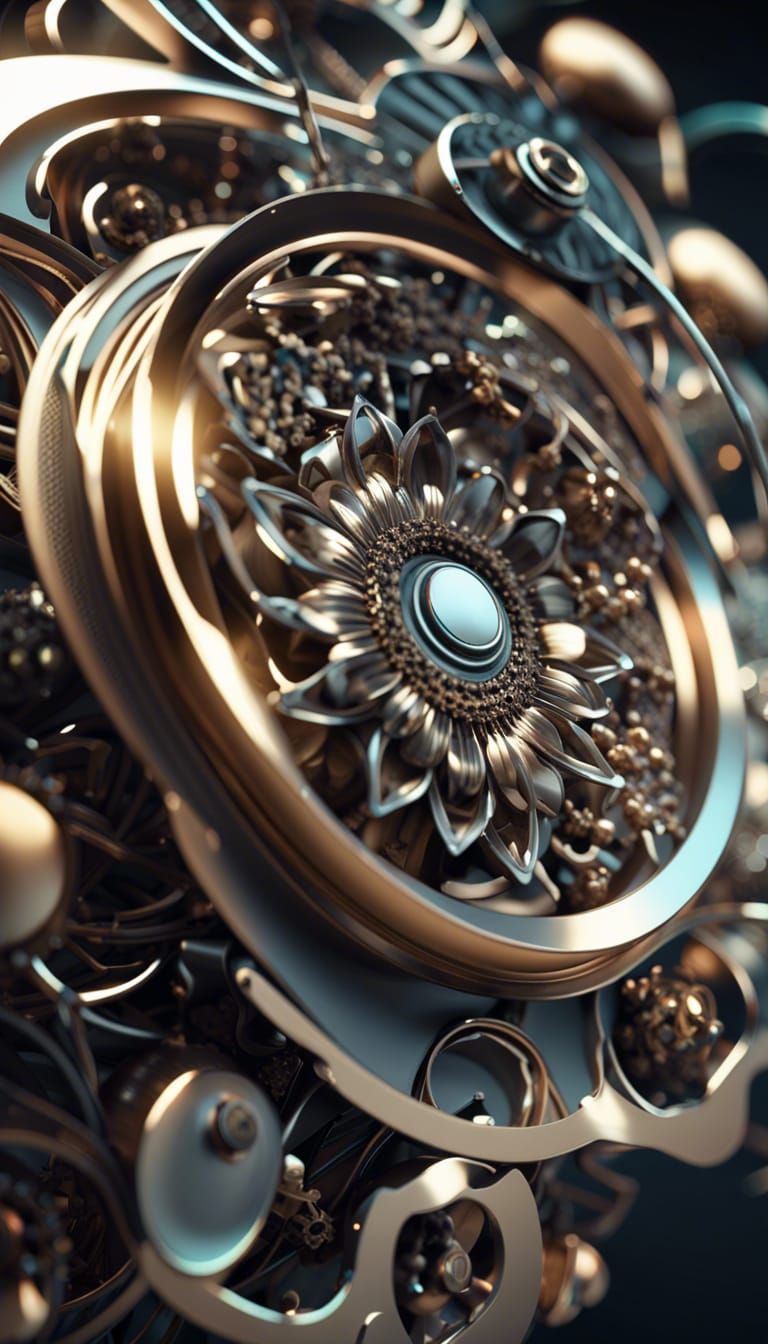 Stunning 8K Clockwork Flowers in Space
