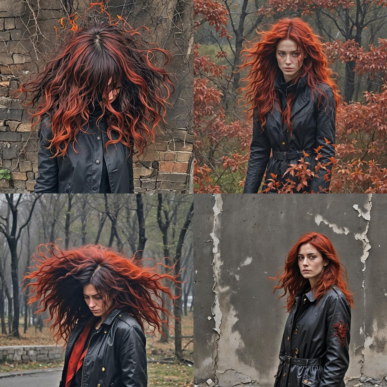 Seductive Femme Fatale in Cityscape Amidst Flickering Gas La...