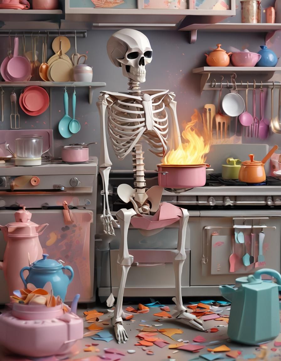 Whimsical Origami Skeleton Ignites Kitchen Fun