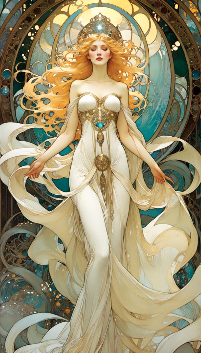 Ethereal Art Nouveau Portrait of Jadis the White Witch