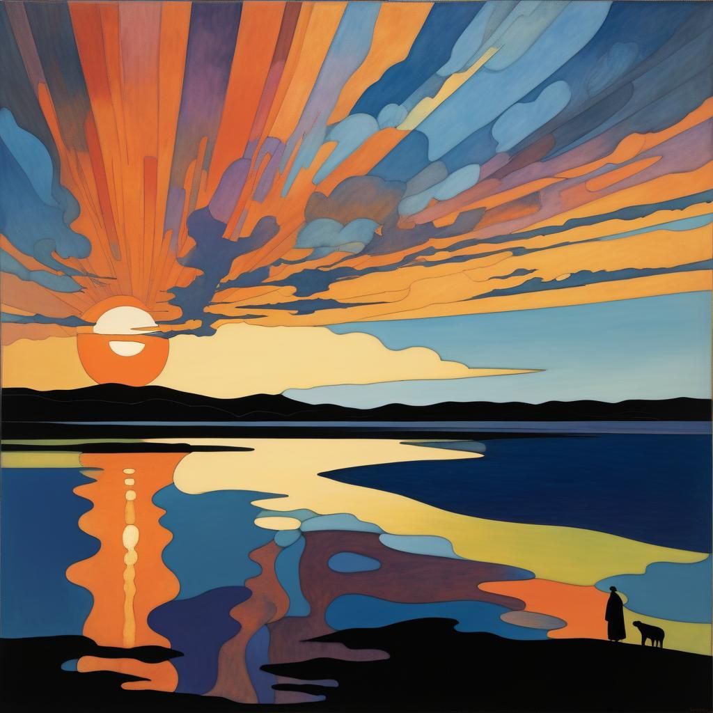 Surreal Sunset Luminance on a Tranquil Ocean