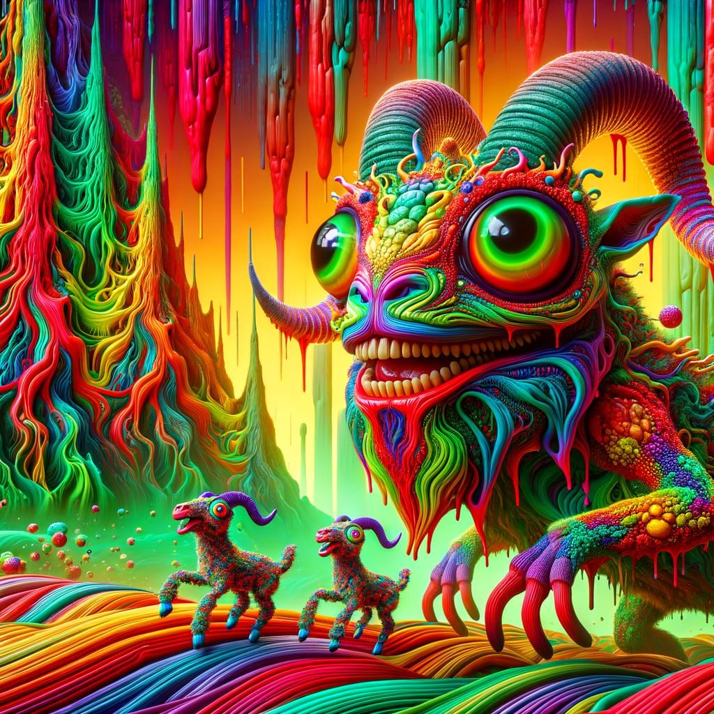 Psychedelic Lizard in a Candy Forest
