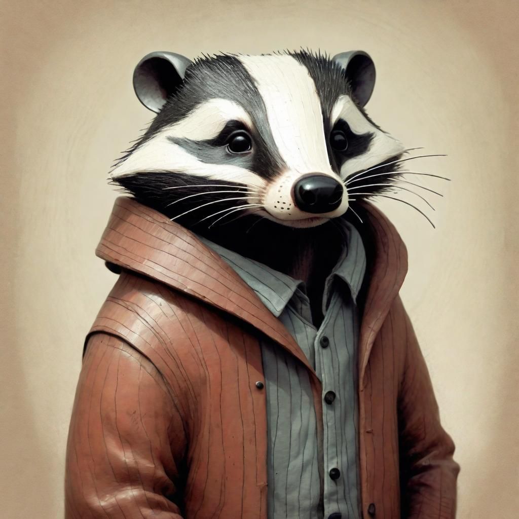 Stylized Badger in Whimsical Setting