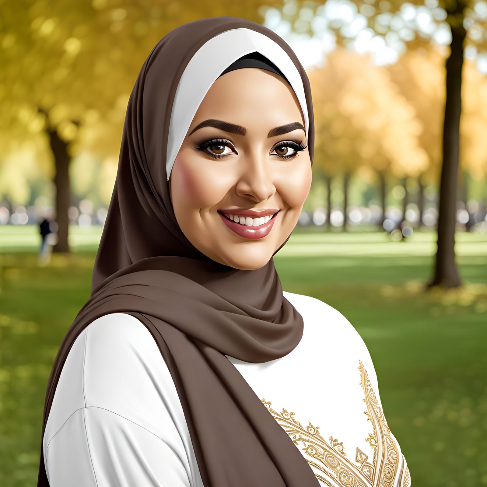 Realistic Portrait of a Chubby Woman in Hijab