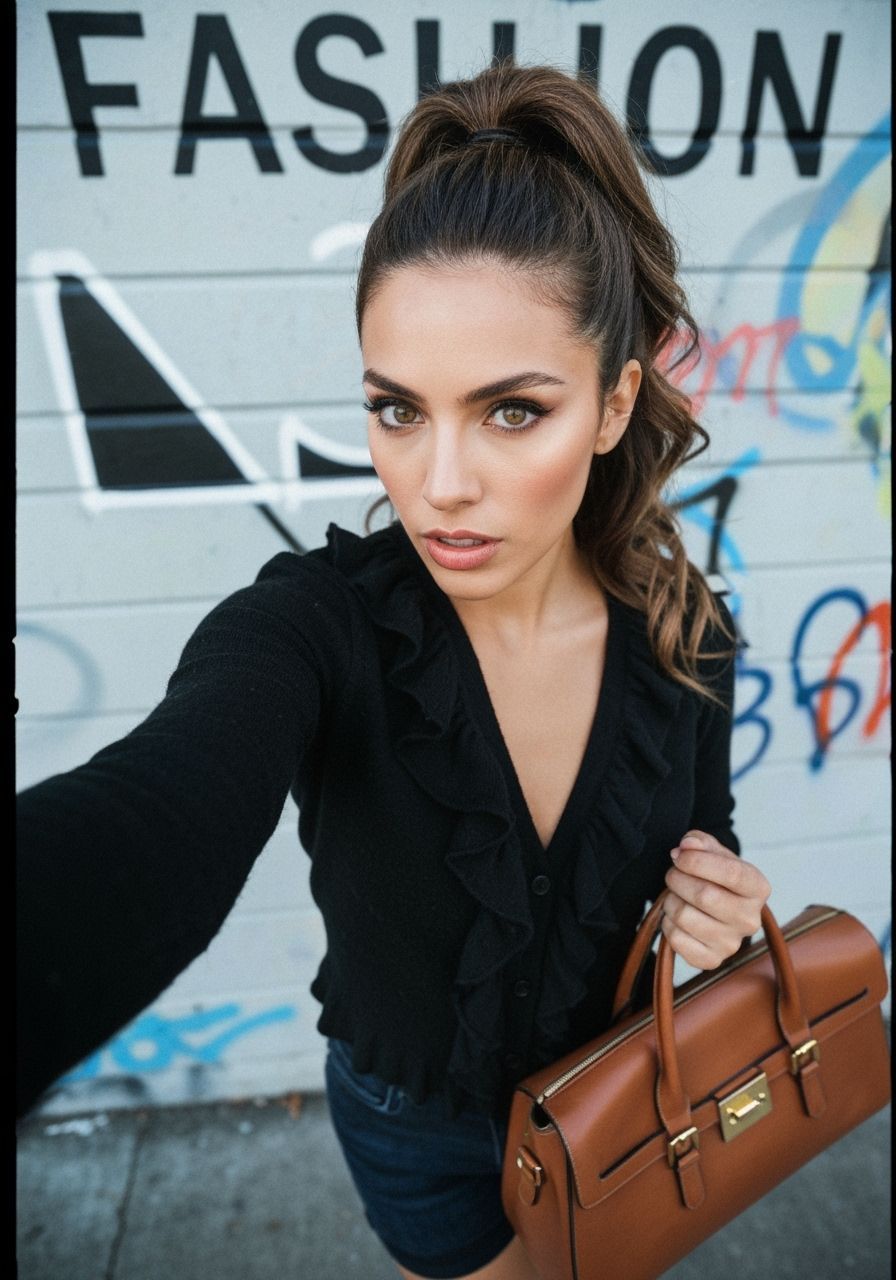 Chic Mexican Woman Takes High-Fashion Selfie