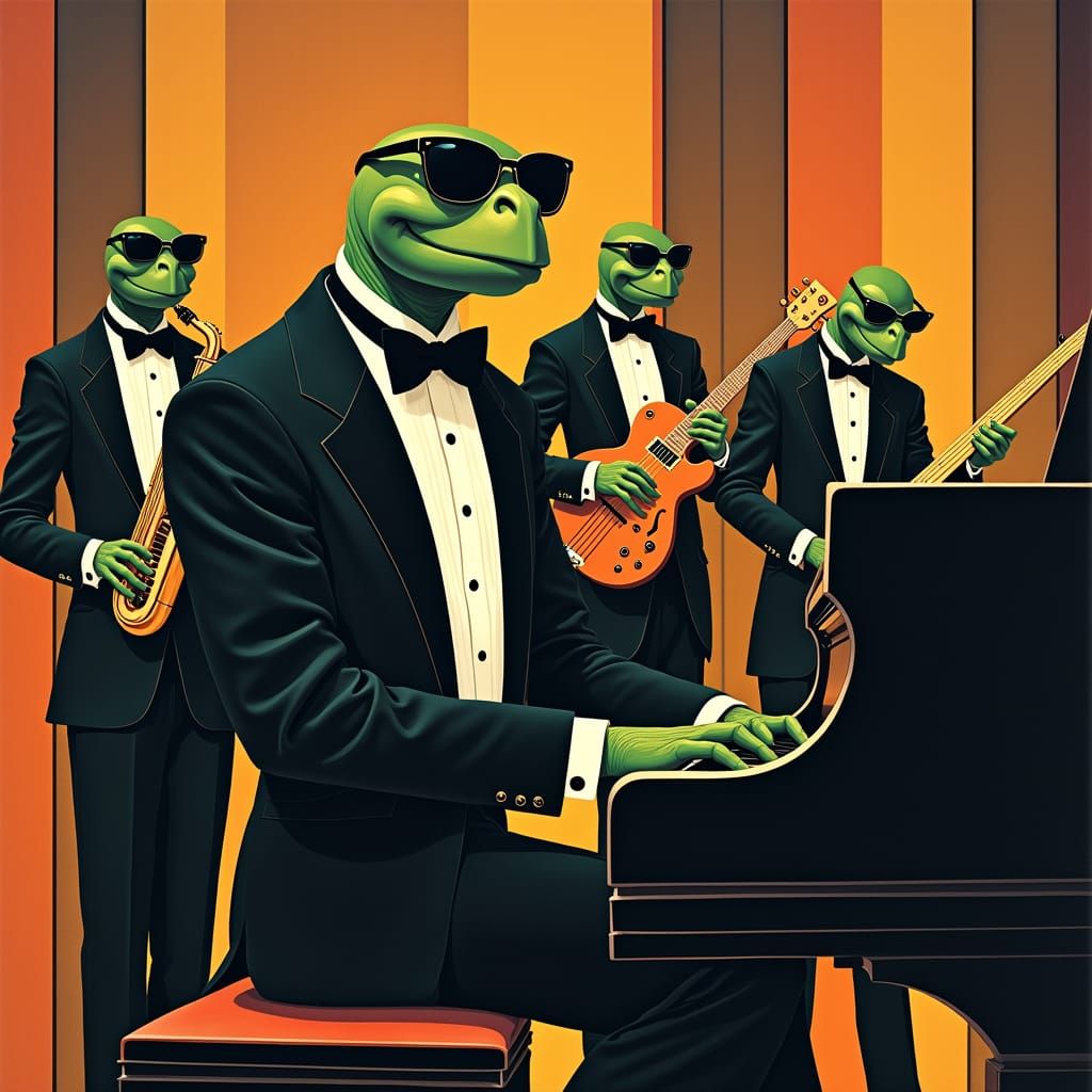 Turtle Jazz Quartet in Mid-Century Modern Style