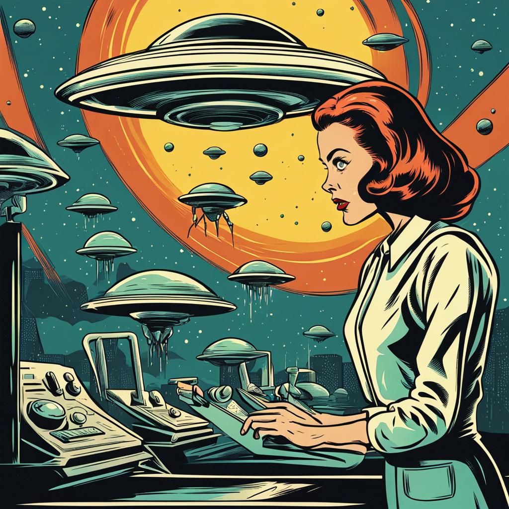 Alien Experiment in Retro Comic Style