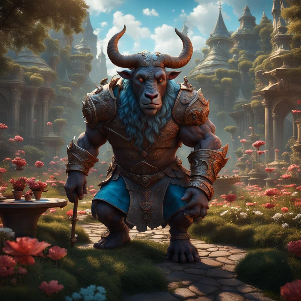 Male Minotaur in Whimsical Wonderland
