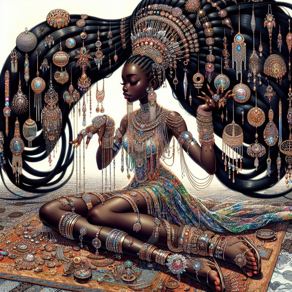 African Queen in Vibrant Fantasy Attire