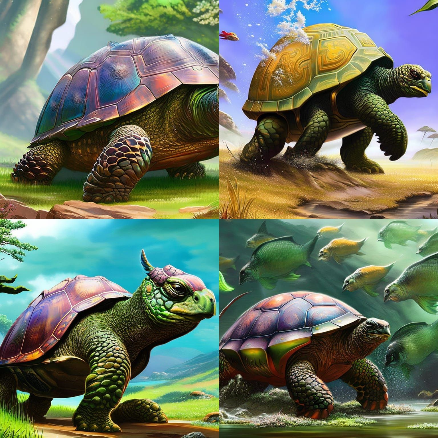 Hyperrealistic Tortoise in Vibrant Colors