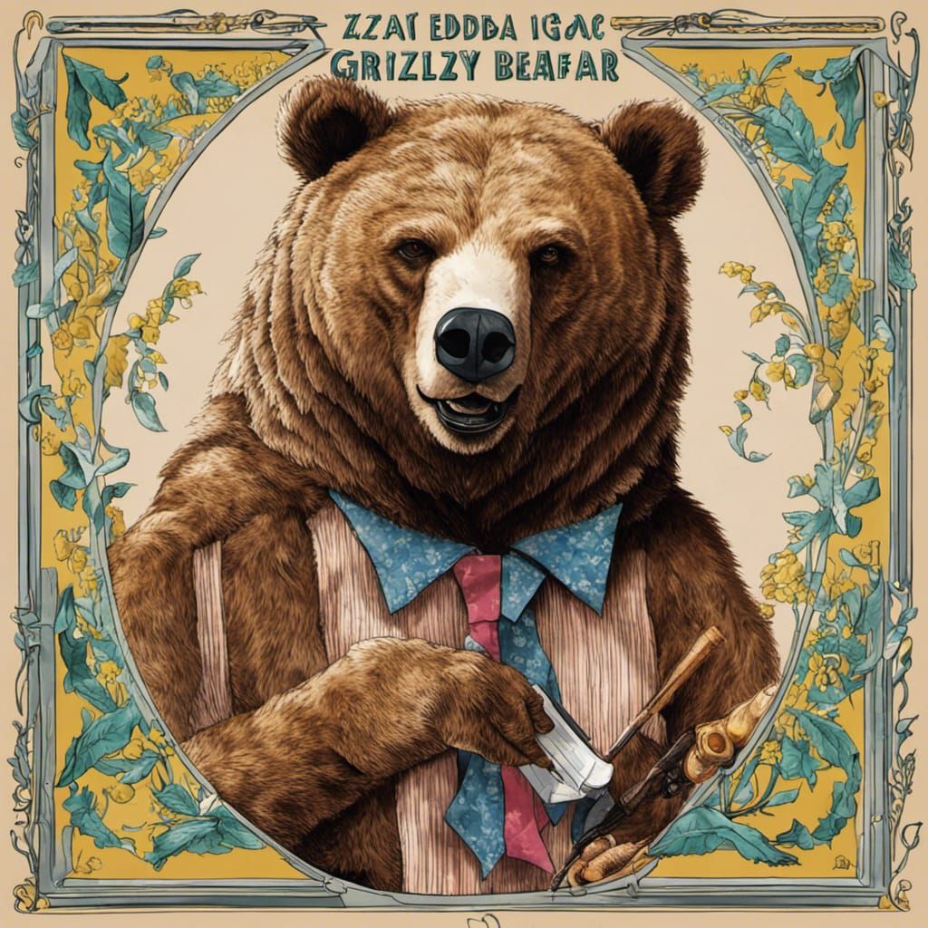 Creole Zydeco Grizzly Bear in Vibrant Cajun Color