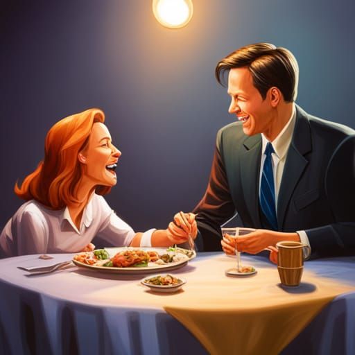 Mulder and Scully Enjoy a Tasty Salad in a Vibrant, Hyperrea...