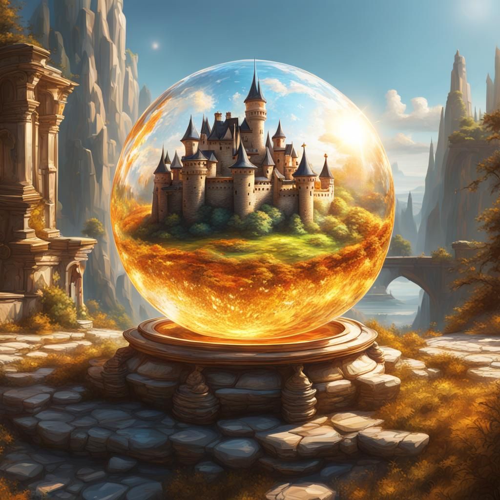 Ethereal Castle in Radiant Crystal Orb