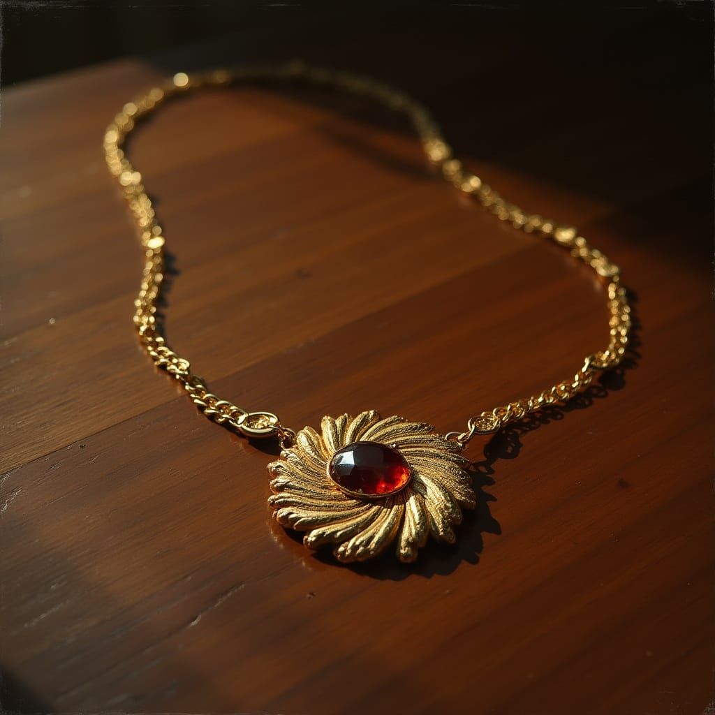 Gold Necklace Still Life, Baroque Style