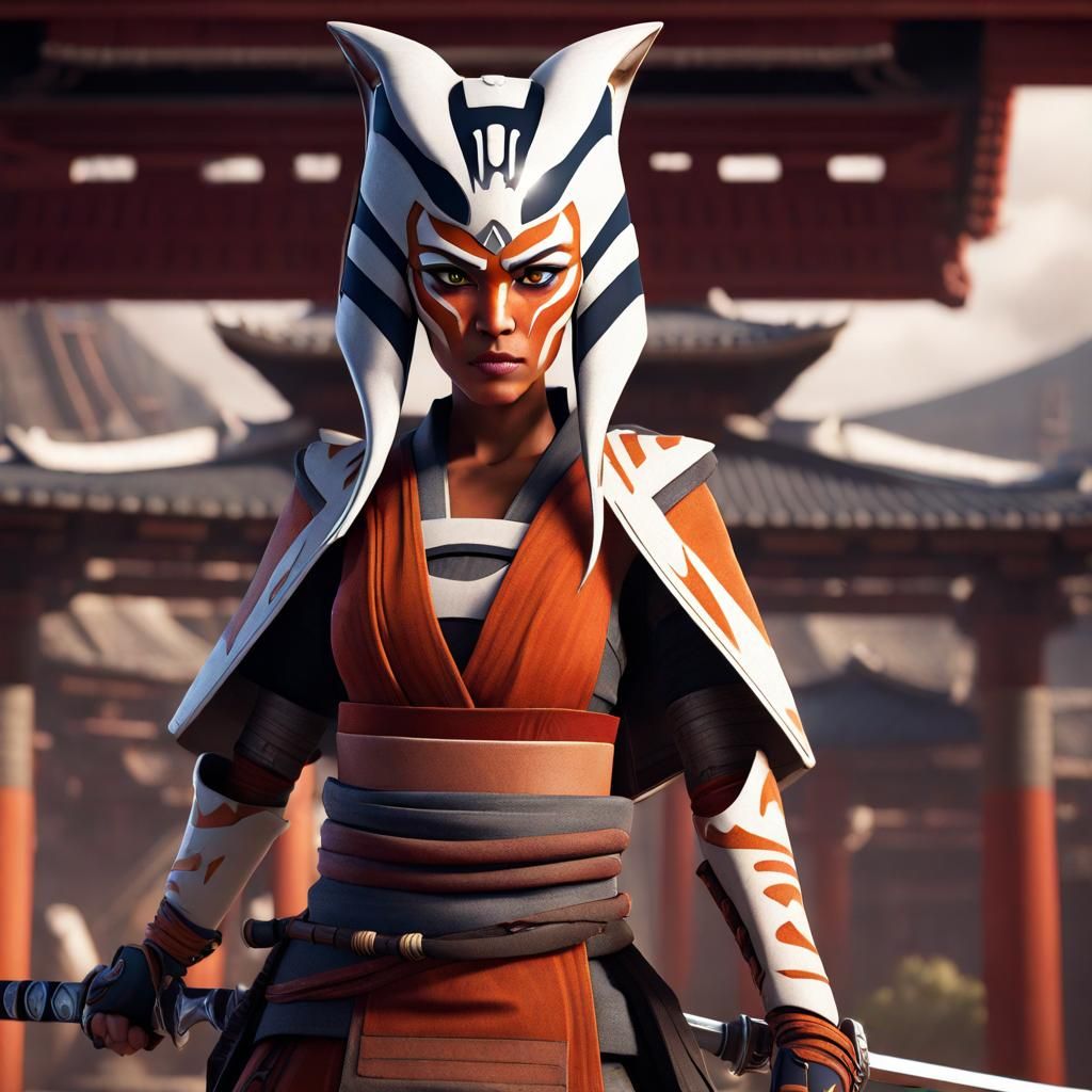 Ahsoka Samurai Reimagined in Epic Fantasy Style