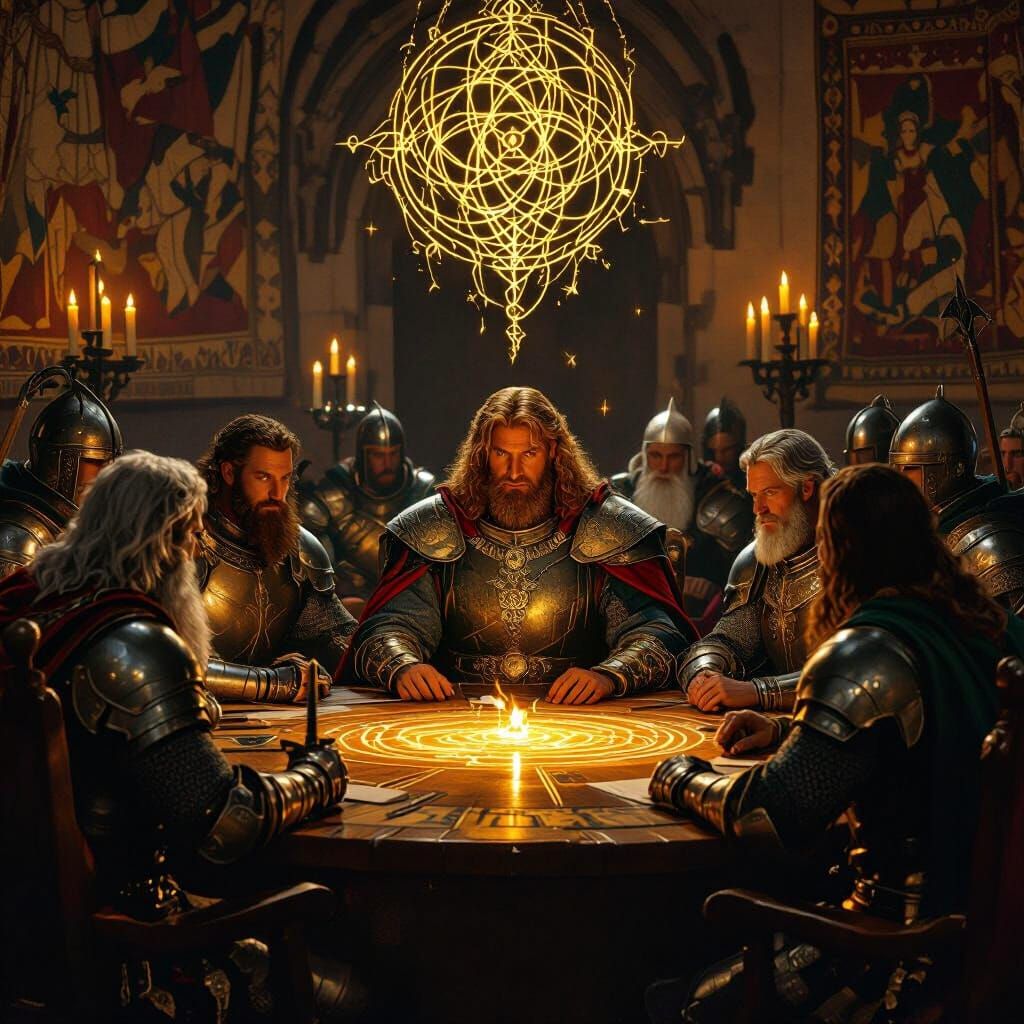 King Arthur and Merlin at the Round Table