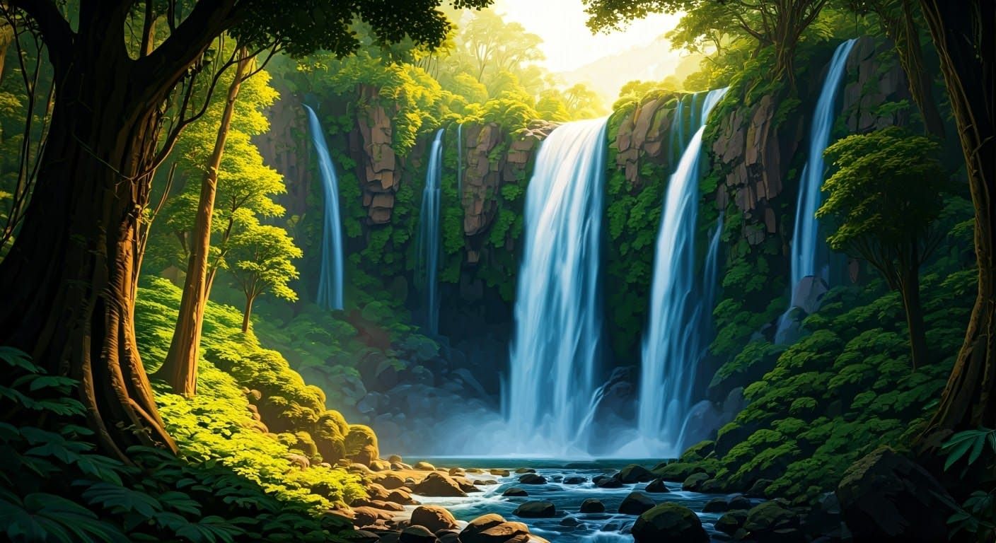 Rainforest Falls in Vibrant Color